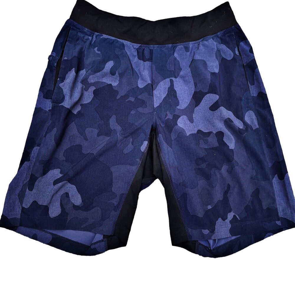 Lululemon T.H.E.‎ Shorts Size M Mens 9" Linerless Mens Blue Black Camo Training